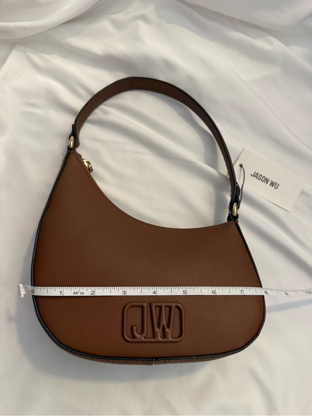NWT Jason Wu Smooth PU Shoulder Bag with Tonal 3D Logo - Picture 3 of 3